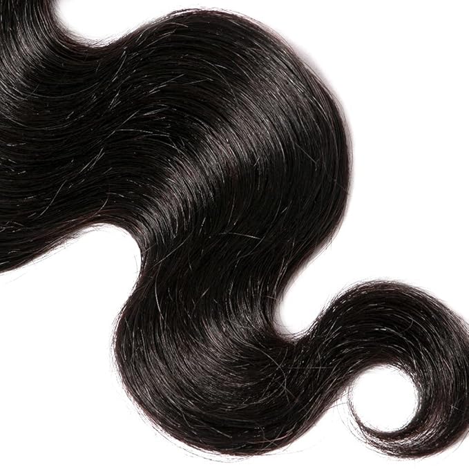 Body Wave Bundles Human Hair Natural Black Bundles Double Weft Color 1B Body Wave Hair Weave Peruvian Unprocessed Virgin Remy Hair Single Bundle 28 Inch