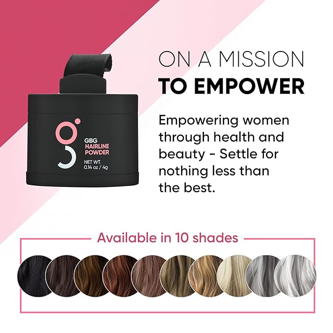 GBG Hairline Powder, Medium Brown - 48-Hour Coverage Root Touch Up Powder for Bald Spots, Instant Hair Loss Concealer & Brightening Highlights - Hair Fillers for Thinning Hair for Women & Men, 4g