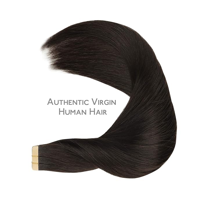 WENNALIFE Tape in Hair Extensions Human Hair, 20pcs 50g 16 inch Dark Brown Remy Hair Extensions for Women Tape Ins Straight Extensiones De Cabello Humano Skin Weft
