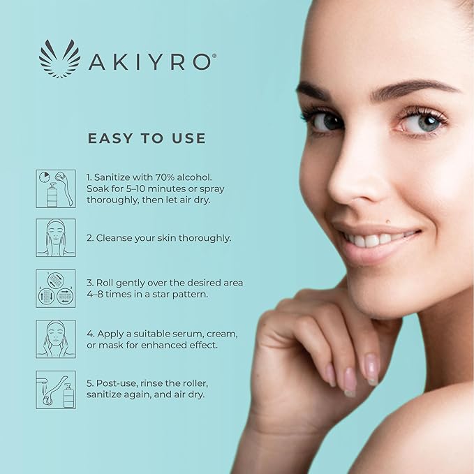 Derma Roller 0.30mm - Microneedle Roller with Storage Case - 192 Micro Needling Dermal Tool for Face, Beard, Scalp & Body - At Home Microneedling Skin Care for Women & Men (Green)