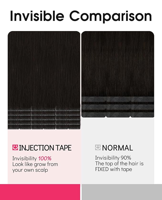 Youngsmile Injection Tape in Hair Extensions Human Hair, #2 Dark Brown Invisi Edge Tape ins, 20pcs 45g, 20 Inch Injected Tape in Extensions Straight Human Hair Remy Seamless Tape ins (#2,20'')
