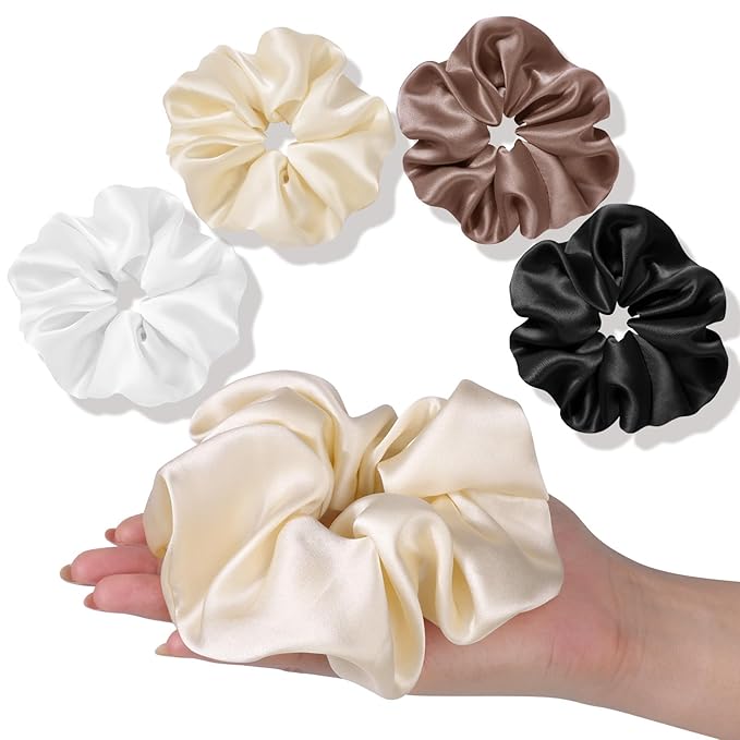 OLESILK Silk Scrunchies Oversized 100% Mulberry: Large for Long Thick Hair, Soft and Smooth for No Damage Hair Care Sleeping, Vintage Fashion