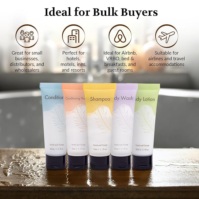 2 in 1 Shampoo and Conditioner Double Sealed 1 Fl. oz Individually Wrapped Travel Size Shampoo & Conditioner 2in1 Set Hotel Toiletries Bulk and Supplies for Guest