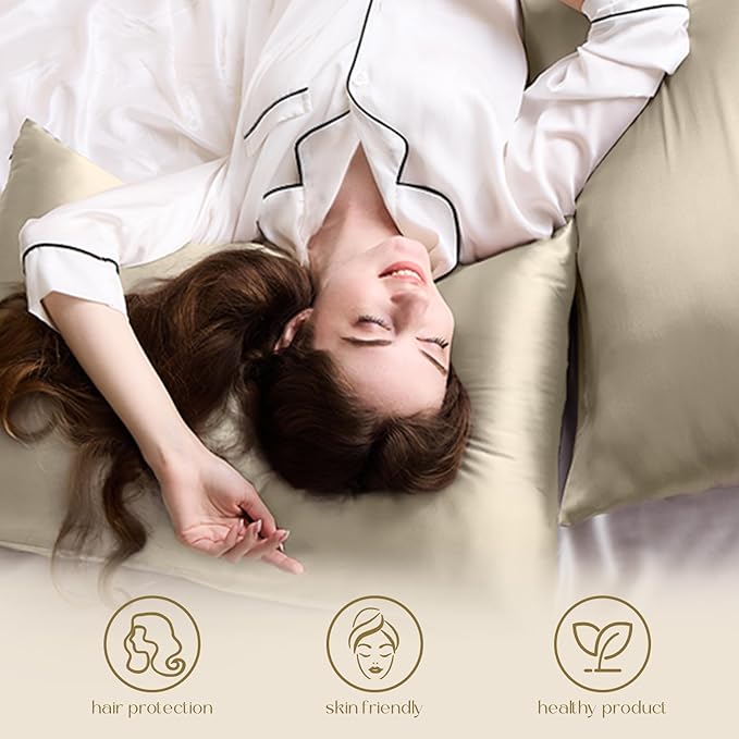 ZIMASILK 100% Pure Mulberry Silk Pillow Cases for Hair and Skin, Soft, Hypoallergenic & Smooth, Both Sides Grade 6A Silk, with Hidden Zipper, Gift for Women Men,1pc (King 20''x36'',Taupe)