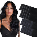 GOO GOO Invisi Edge Tape in Hair Extensions Human Hair, 1 Jet black 10pcs injected with 10pcs classical tape ins, 24inch 50g, Virgin Remy Hair, Natural Look