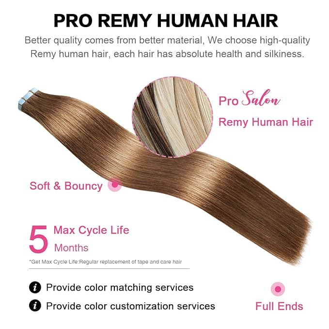 SUYYA Tape in Hair Extensions Human Hair Chestnut Brown 100% Remy Human Hair 40g/pack 20pcs Straight Seamless Skin Weft Tape Real Hair Extensions(16 inches #6 Medium Brown)