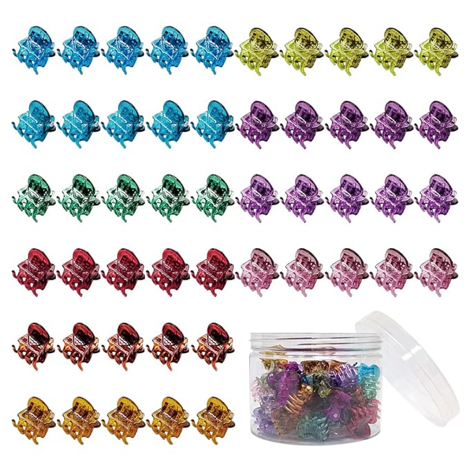 50 PCS Mini Hair Claw Clips， Bangs Strong Grip Multifunction Clamp Clips. (Transparent color)