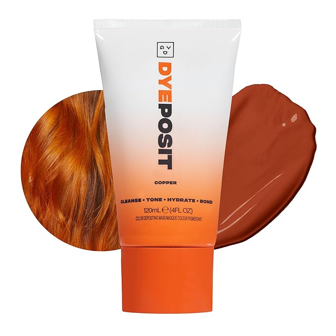 Good Dye Young Color Depositing Mask, DYEposit Color Depositing Conditioner, Toning Treatment, Tone & Enhance Color-Treated Hair - Semi Permanent Hair Dye, Vegan and Cruelty-Free (Copper) 4 fl oz