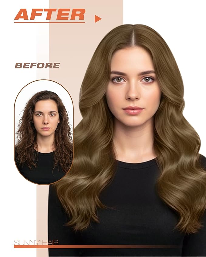 Sunny Hair Tape in Hair Extensions Real Human Hair Invisible Remy Hair Extensions Tape ins for Women Light Brown 24 inch 20Pcs