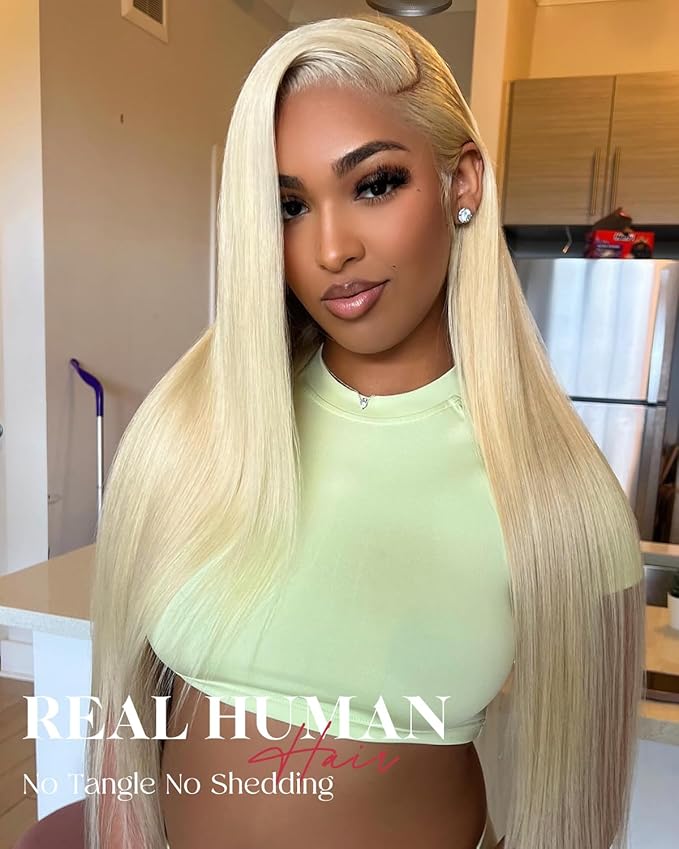 Alididi 613 Lace Front Wig Human Hair 13x4 Blonde Straight Hd Transparent Lace Frontal Wigs Human Hair Pre Plucked With Baby Hair 180% Density Blonde Glueless Wigs Human Hair 22 Inch