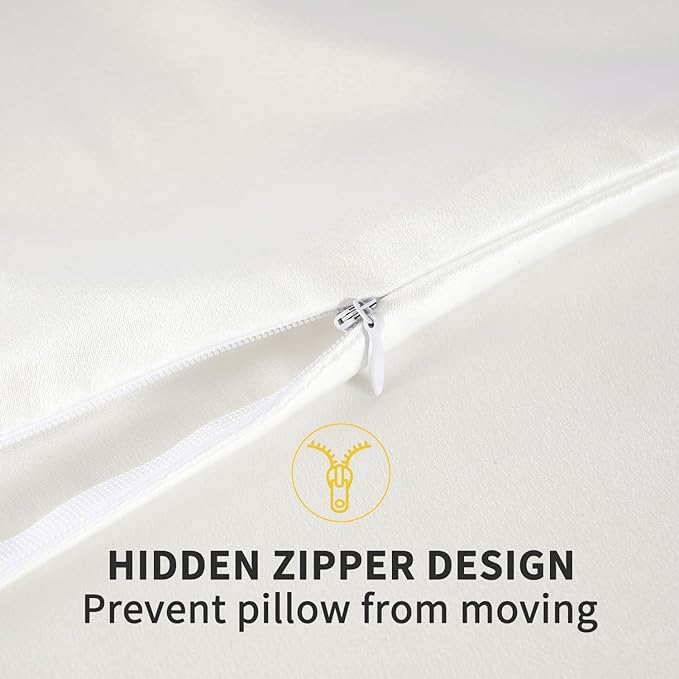 ZIMASILK 100% Pure Mulberry Silk Pillowcase for Hair and Skin Health,Soft and Smooth,Both Sides Premium Grade 6A Silk,600 Thread Count,with Hidden Zipper,1pc(Toddler 13''x18'',Ivory)