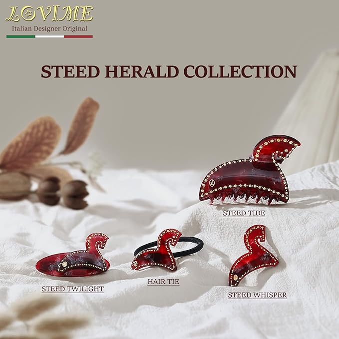 2026 Italian Original Handmade Hair Barrette, Christmas Hair Clip for Women, Plant-Based Acetate France Barrette for Birthday Girls, Durable Styling Hair Accessories for Girls-Steed Whisper