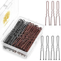 100PCS 2.4Inch U Shaped Hair Pins Black,Brown Bobby Pins for All Hair Types,Hair Pins for Women,Pain-Free U Pins for Buns With Box（Black+Brown）