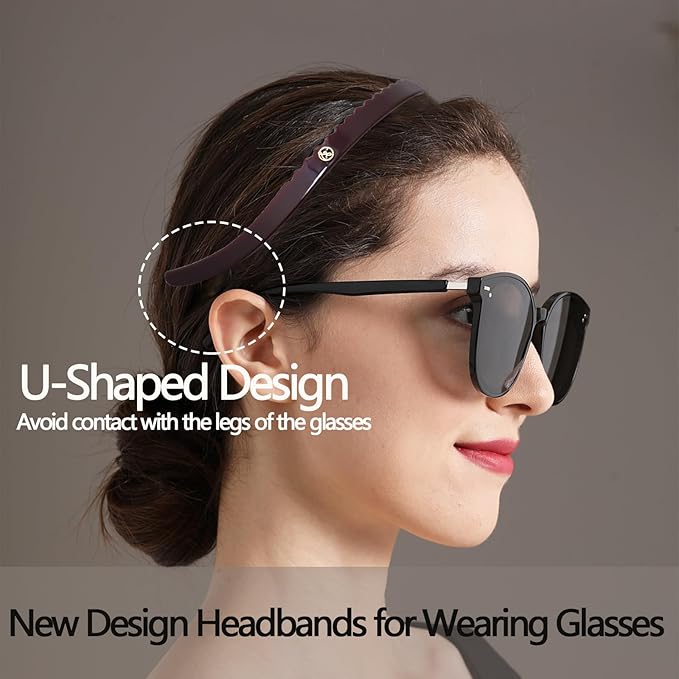 2 Pack Headbands for Eyewear Flex No Pressure Hairband Fashion Acetate Headbands for Womens Sisters Girls Gifts-Lake Green,Wine Red