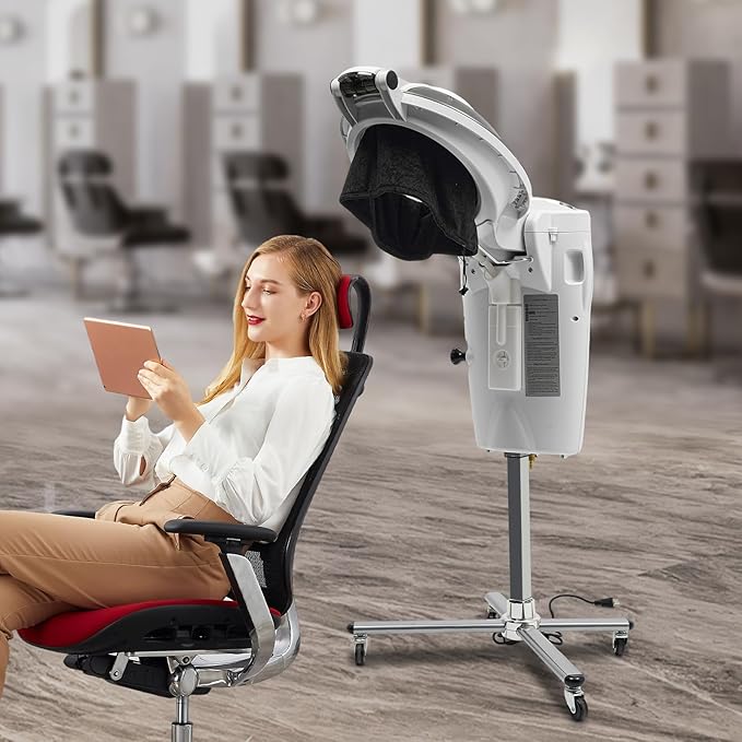 Salon Hair Steamer, 12 Color Multi-Function, Standing, O3 Ozone, Adjustable, White
