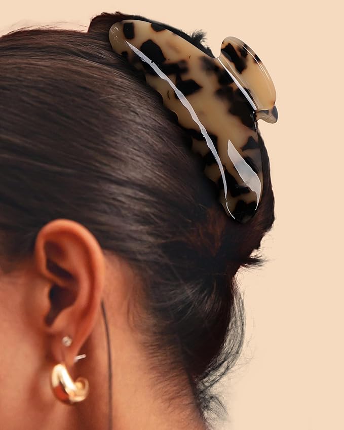HAIMEIKANG Large Acetate 4 Inch Hair Claw Clip for Women - French Style Hair Claws for Thick Hair with Non-Slip Teeth, Hair Accessories for Updos, Buns & Ponytails