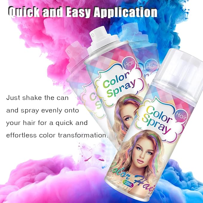 Temporary Hair Color Spray, Black Hair Dye Pomades for Kids and Women-Perfect for Cosplay, Christmas, and Halloween Parties, Natural Washable Quick-Drying, One-Time Use in one wash (Black, 120ml)