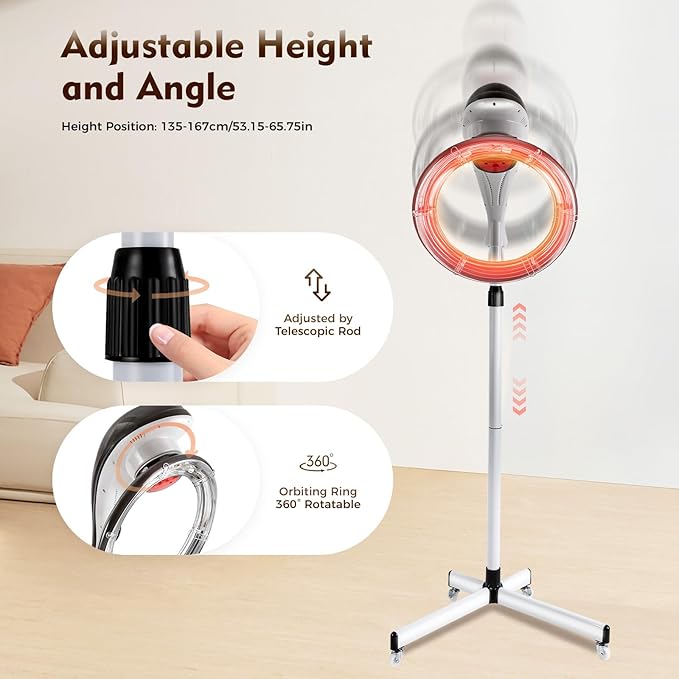 YIYIBYUS Stand Hair Dryer, Professional Orbiting Rotating Hair Processor Hair Dyeing, Oil Treatment, Hair Drying, Heating, Perm Styling for Salon SPA (Grey)