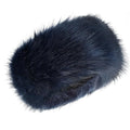 Faux Fur Headband for Women Elastic Fuzzy Thick Earmuffs Winter Headwrap Ear Muffs Furry Ear Warmers Cold Weather (Navy Blue)