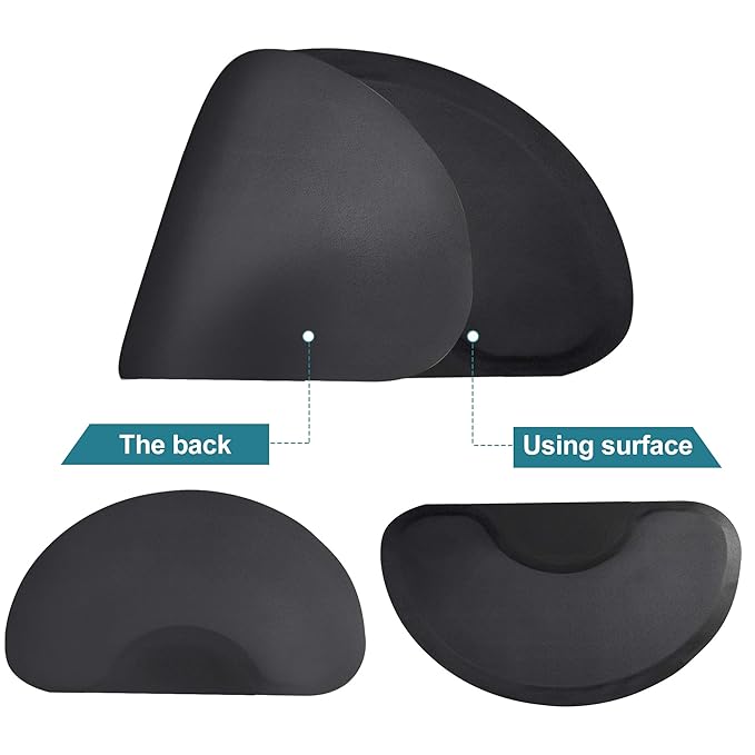BarberPub 3 x 5 Feet Salon Floor Mat Anti Fatigue Barber Shop Chair Floor Mat for Hair Stylist Semicircle 1/2'' Thick 0020 (Black)