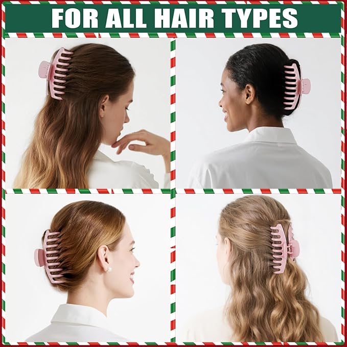 TOCESS Hair Claw Clips for Women - 8PK Large Neutral Jumbo Hair Clips for Thick, Thin, Long, Short, Curly Hair Girls, Big Jaw Clip Set for Daily Use(Glossy Blush)