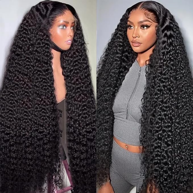 32 Inch Deep Wave Lace Front Wigs Human Hair 200% Density 13x6 HD Lace Frontal Wigs Glueless Wigs 100% Real Human Hair No Synthetic Blend No Shedding No Tangle Triple Lifespan 3X