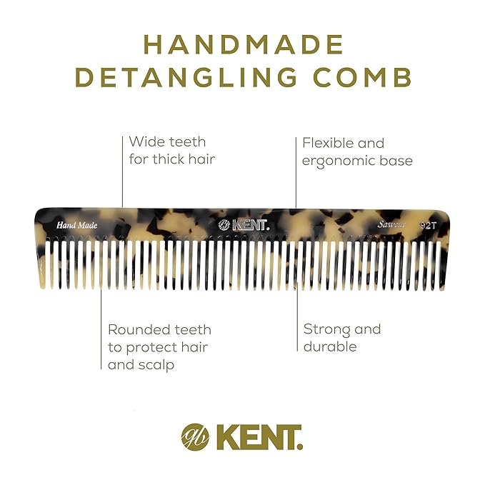 Kent 92TW Wide Tooth Women’s Detangler Comb for Curly, Wavy, and Thick Hair – Ideal for Use on Wet Hair – Gentle, Shower Comb for – Anti-Static, Smooth - Styling Tool by Kent