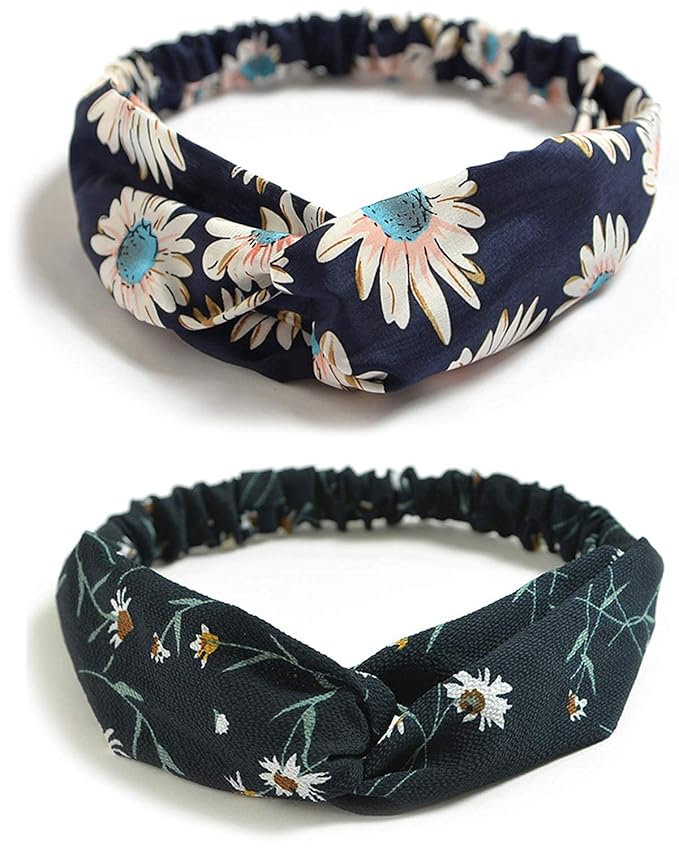 DRESHOW 10 Pack Boho Headbands for Women Vintage Cross Elastic Head Wrap Hair Accessories