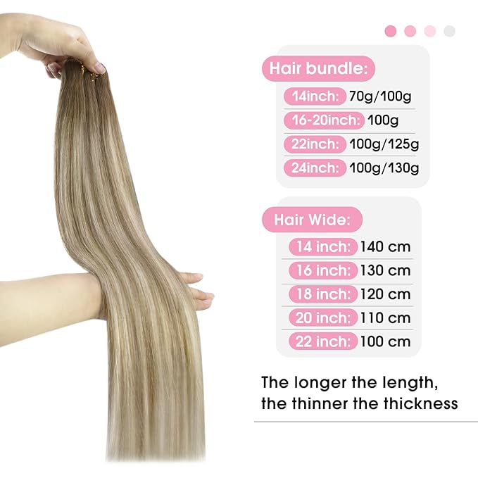 YoungSee 24Inch Hair Extensions Weft Light Brown Blonde Hand Tied Weft Hair Extensions Human Hair Balayage Light Brown Mix Platinum Blonde Sew in Extensions for Long Hair 100G