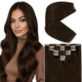 Ve Sunny Human Hair Clip in Extensions Real Hair Extensions Clip in Human Hair Dark Brown Clip in Hair Extensions 16 Inch 120g