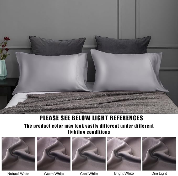 Pillow Cases Standard Size 2 Pack, Bamboo Rayon Cooling Pillowcases with Envelope Closure, Cool Breathable Pillow Case for Hot Sleepers & Night Sweats, 20x26 inch, Dark Grey