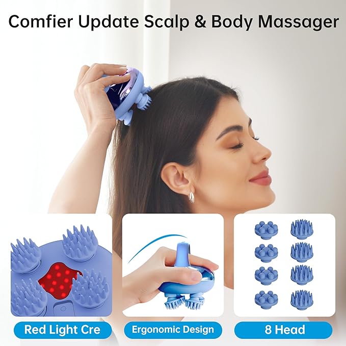 COMFIER N Cordless Scalp Massager with 3 kneading Modes,8 Claws, Christmas Gift for Women,Waterproof Head Massage for Deep Cleansing,Head Scratcher,Body Massager,Cat Massage