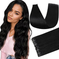 Full Shine Insert Tape ins Human Hair Extensions Color 1 Black Tape in Extensions Human Hair Injection Seamless Skin Weft 22Inch Long Remy Straight 50Gram Add Length Brazilian 20Pcs