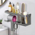 Hair Dryer Holder, Blow Dryer Organizer, Hair Dryer Holder Wall Mounted with Shelf for Bathroom, Salon, Bedroom Organizers & Storage(Matte Grey)