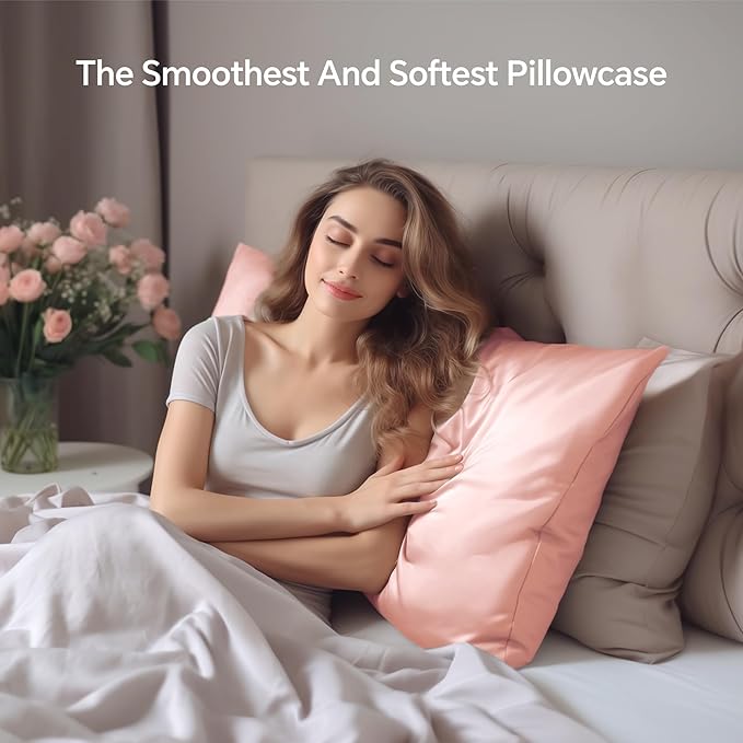 INFIIXSO Mulberry Silk Pillowcase for Hair and Skin, Silk Pillow Cases Standard Size with Hidden Zipper 20x26 Inches, Extraordinary Smooth and Soft Cooling Pillow Cases for Hot Sleepers(Coral, 1 Pack)
