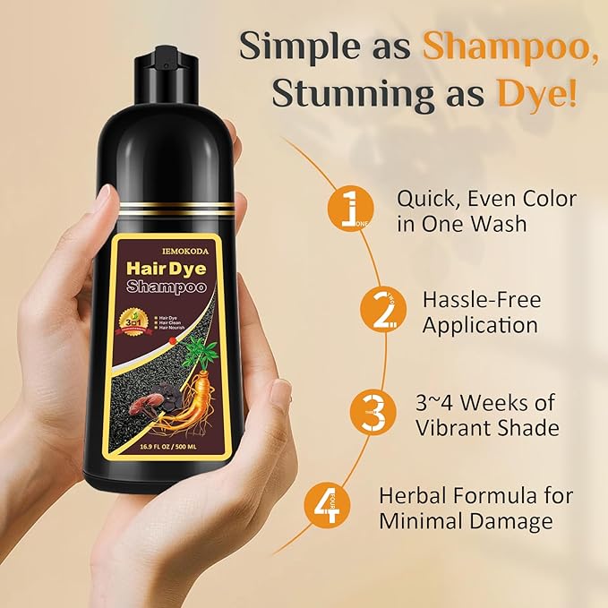 At-Home Hair Dye Shampoo in Blonde Brown - 3-in-1 Root to Tip Coloring & Care, Natural Hair Color Shampoo for Women & Men, Gentle Covers Gray Hair in Minutes, Formulated for All Hair Types, 16.9 Fl Oz