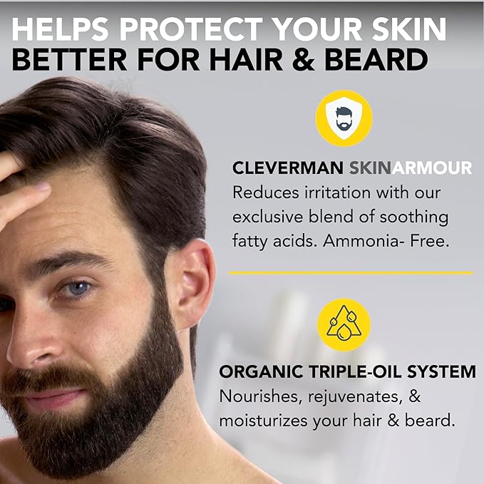 2X Pack Cleverman Hair & Beard Dye Kit for Men, All-in-One Reusable Mens Hair Color, Natural Gray Coverage, Ammonia-Free Beard Mustache Dye for Men (Dark Blond)