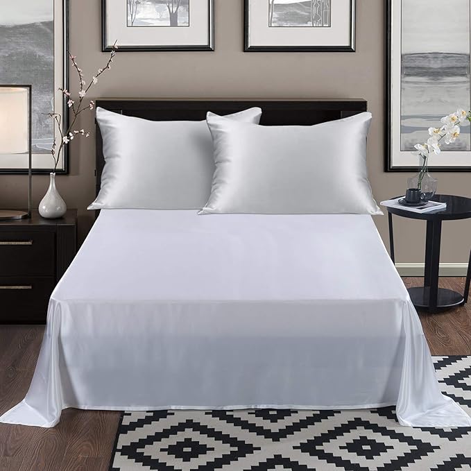 ALASKA BEAR 100% Pure Mulberry Silk Pillowcase for Curly Hair Wife Women Mother Her Grandma Pillow Slip Machine Washable King (1pc, Silver)