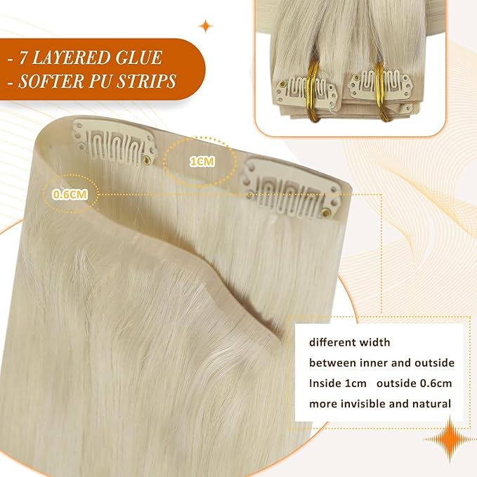 Full Shine Seamless Clip in Hair Extension Blonde Short Hair Extensions Clip in Platinum Blonde Hair for Women Clip in Extensions Add Volume 12 Inch 8 PCS 95 Grams