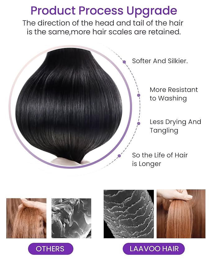 Laavoo Hair Tape in Extensions Jet Black Tape in Hair Extensions Human Hair Invisible Tapes on Extensions Real Human Hair 14inch 80g 20pcs