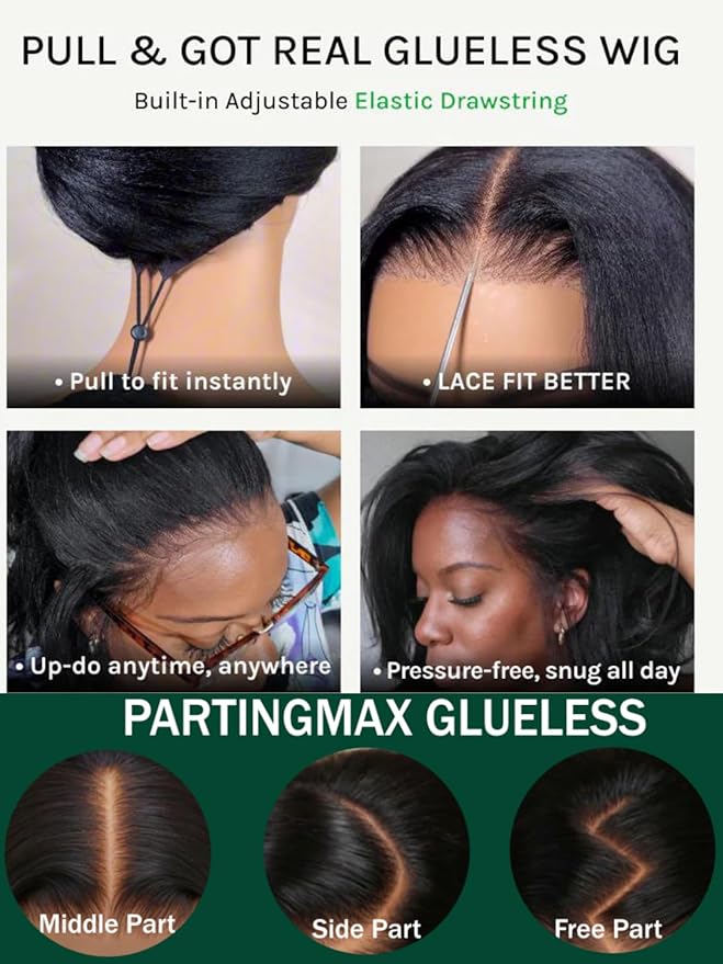 KLAIYI Pre Everything Glueless Layer Side Part Loose Body Wave 13x4 Lace Front Wigs Human Hair Drawstring Curtain Bangs Face framing Pre Bleached Knots Pre Plucked 3S Ready to Put On and Go Wig 16Inch