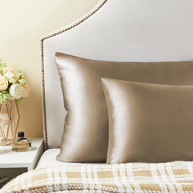 BEDELITE Satin Pillowcase for Hair and Skin, Super Soft Similar to Silk Pillow Cases 4 Pack with Envelope Closure, Cooling Pillowcases for Women Men (20"x30" Queen Size, Tawny Brown)