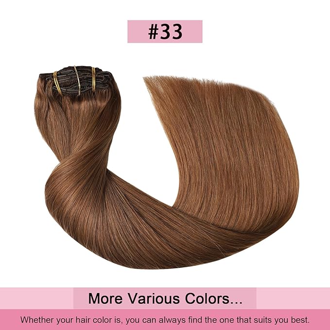 Pro2.0 Remy Clip in Extensions Real Human Hair Color #33 Dark Auburn Copper Remy Clip in Hair Extensions Real Human Hair 18inch 120g Thick 7pcs Seamless Double Weft for Women（#33-18inch）