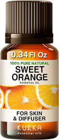 KUKKA Sweet Orange Essential Oils - 0.34 Fl Oz - for Hair, Skin, Diffuser, Aromatherapy & DIY Soap Making Scent