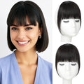 Clip in Bangs 100% Real Human Hair, French Bangs Hair Clip, Fake Bang Fringe with Temples Hairpieces for Women Daily Wear (Natural Black, French Bangs)