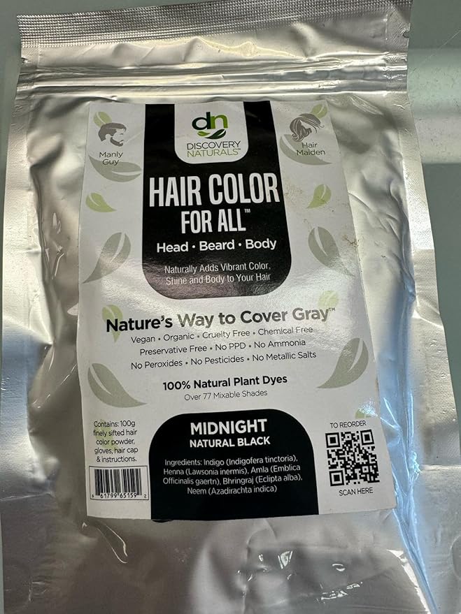Black Henna Hair Color For All Kit | 100% All Natural Indigo Powder Hair Dye & Beard Dye (Midnight Natural Black) Organic, Herbal & Vegan Chemical & Cruelty Free Permanent Gray Coverage & Tinting