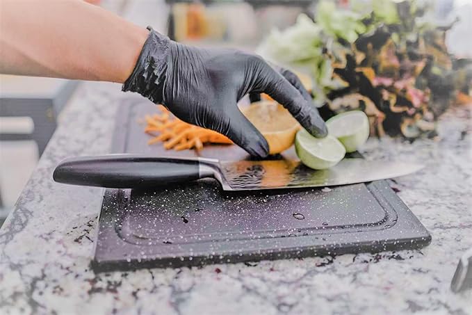 LW Concept Black Nitrile Disposable Gloves - Latex & Powder-Free (Small, Box of 100)