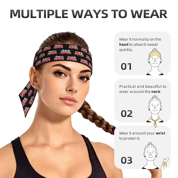 Boys Girls Cute Cartoon Fire Truck Sports Sweatband Multi Style Lovely Hair Band Headwear for Running Workout Shower