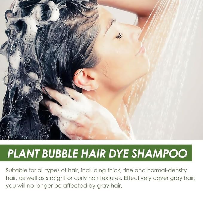 200 ML Bubble Hair Dye, Natural Plant Extract Non Damage Hair Dye for Grey Hair (Natural Black)