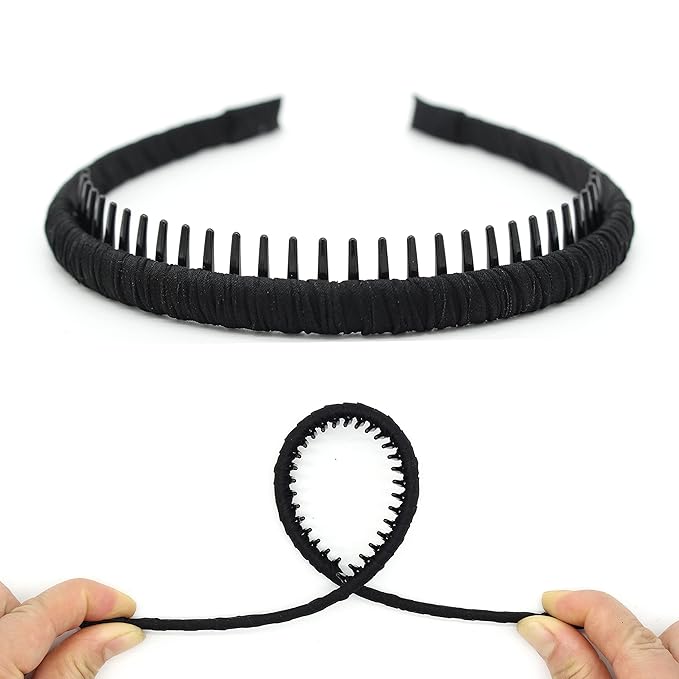 black women's headbands fashion hair accessories tooth comb hairbands for women non slip hair hoops headband suitable for ladies and girls (Pack of 4)